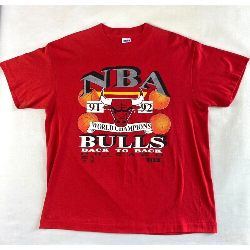Vintage 1991 - 1992 Chicago BULLS BACK TO BACK World Champions! Red Trench Sz L